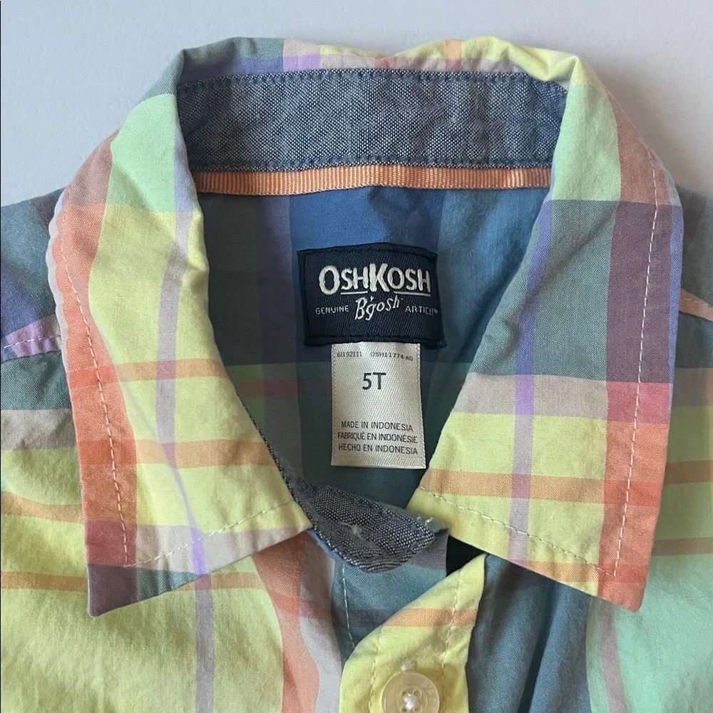 OshKosh B'gosh Pastel Plaid Button-Down Shirt - Yellow, Blue & Pink